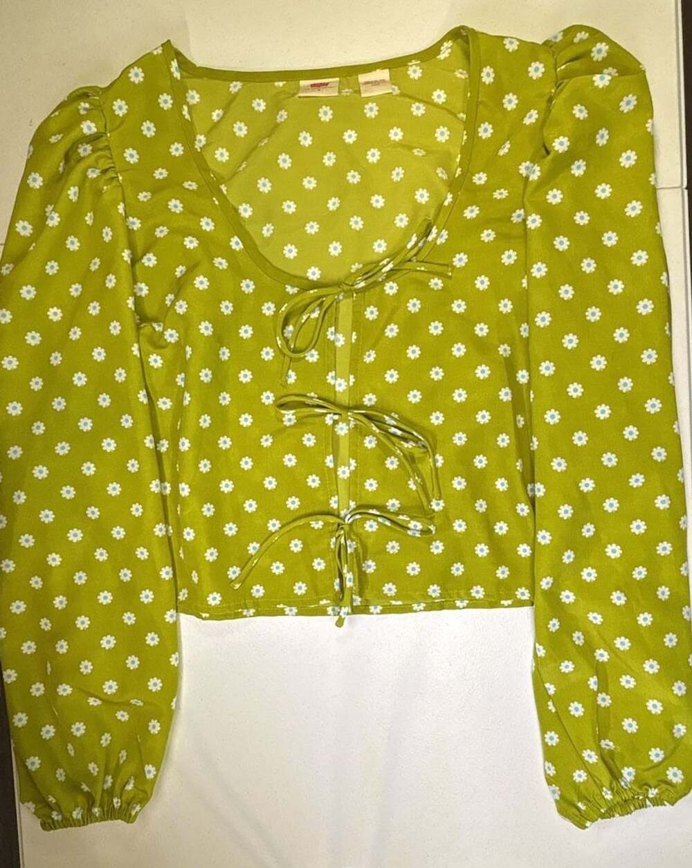 Levi's Embry Tie Blouse Green Floral Daisy